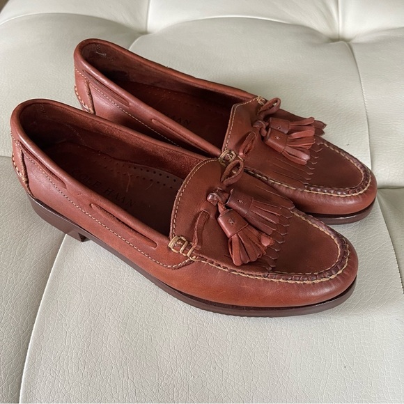 Cole Haan men’s Country Leather Kiltie Tassel Loafers brown size 8 1/2 medium - Picture 1 of 10